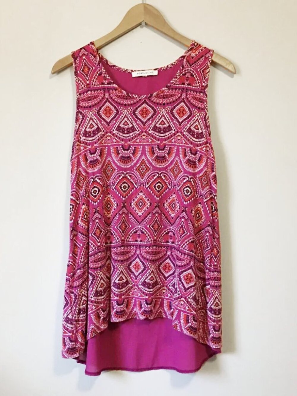 Rose + Olive Tahiti Treat Pink Aztec Boho Fusion Bilayer Tank Top
